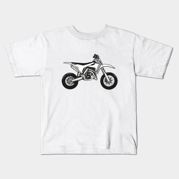 Motocross // print // black white and grey motorcycle Kids T-Shirt by SelmaCardoso